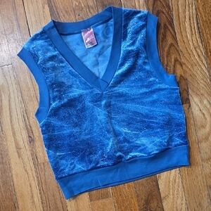 American Apparel Blue Velvet Tank Top V-Neck Fitted